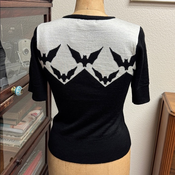 Hell Bunny Black and White Bat Sweater - Picture 3 of 3